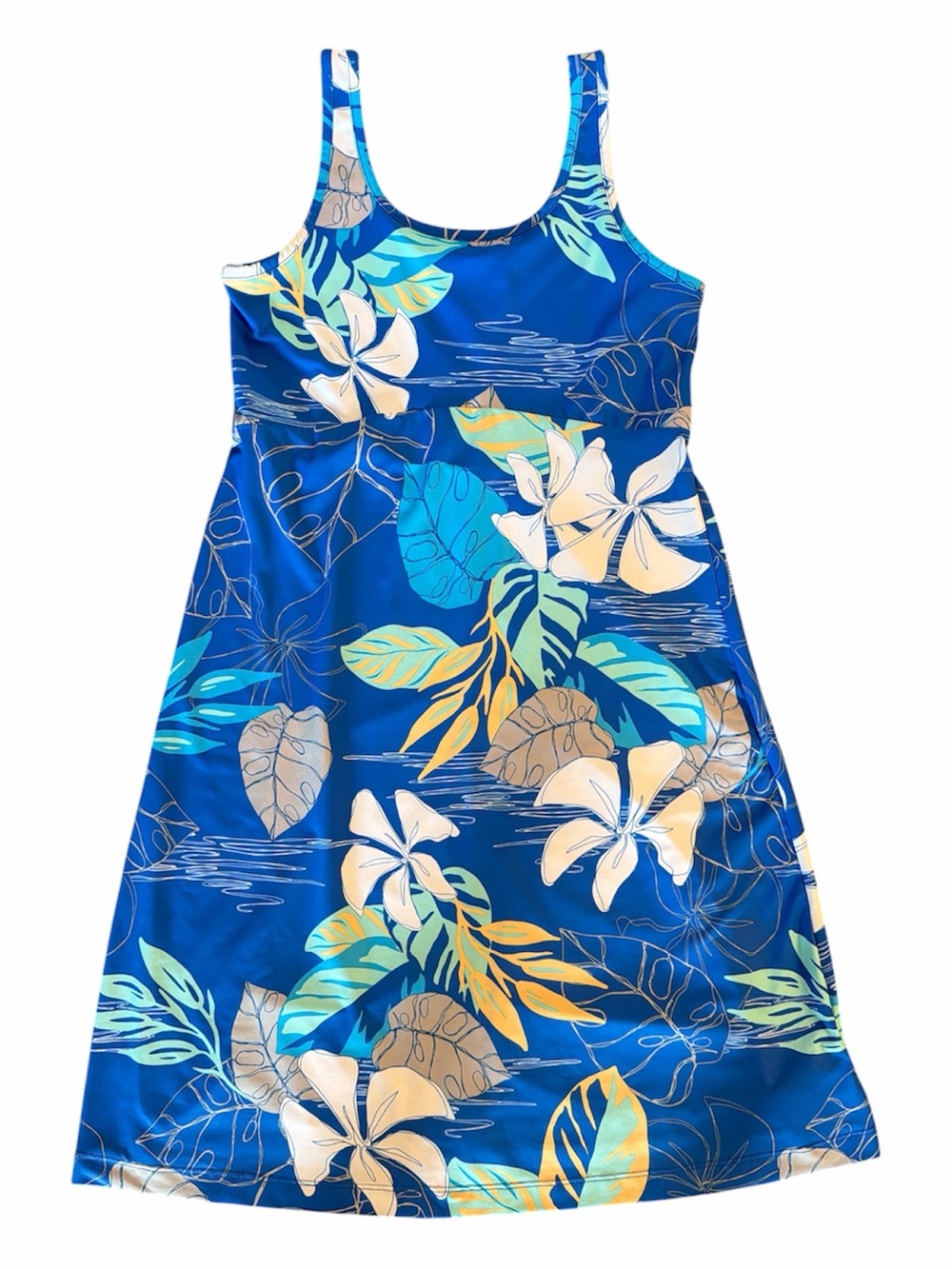 Columbia Floral Tank Dress Blue & White PFG Size Small